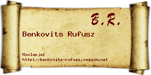 Benkovits Rufusz névjegykártya
